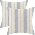 thumbnail image 1 of Navy Blue Mustard Yellow Outdoor Pillow Covers 18 x 18 Inch, Beige Polka Dots Striped Decor Throw Pillows for Couch Bed, Boho Modern Farmhouse Decorative Pillowcase Linen Cushion Cover Set of 2, 1 of 3