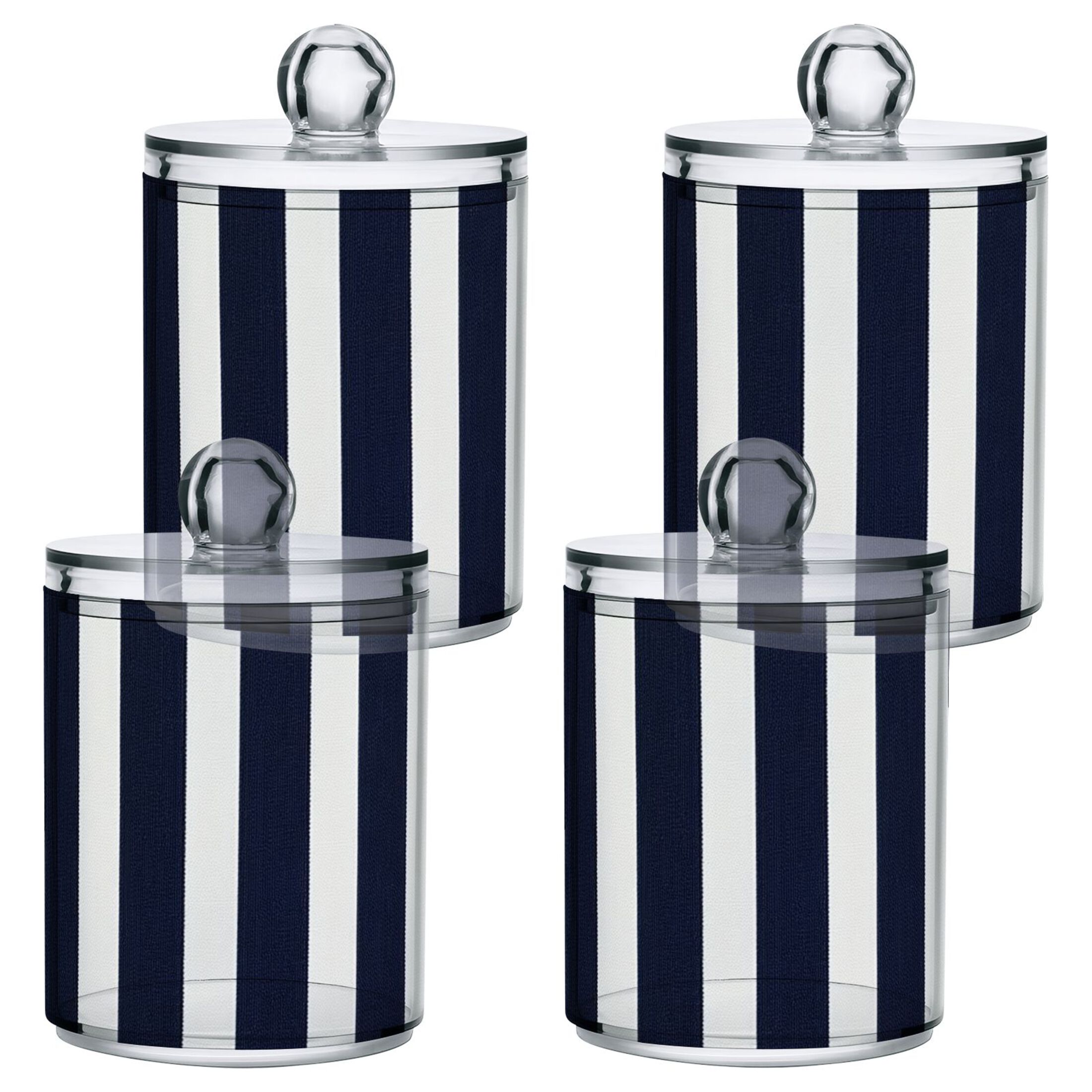 Navy Blue Narrow Vertical Stripes Translucent Plastic Cans Storage ...