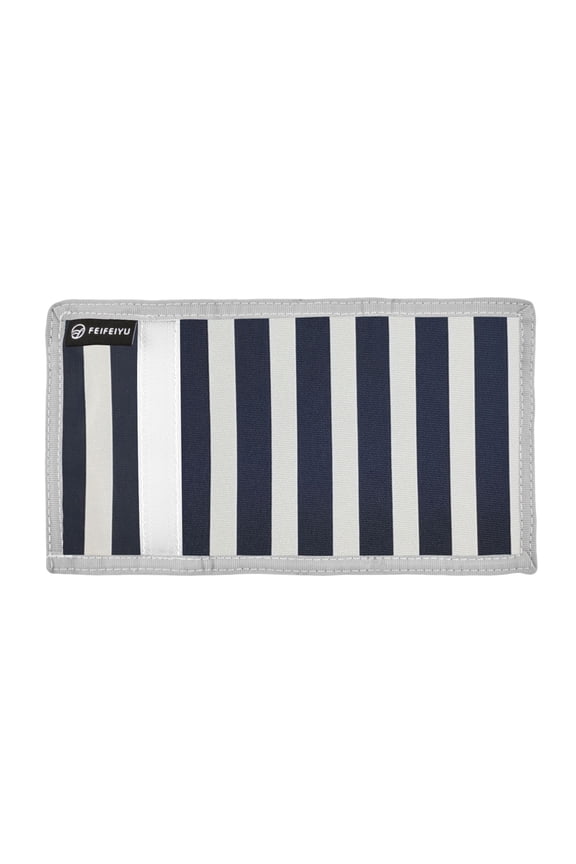 Navy Blue Narrow Vertical Stripes Trifold Wallets Card Holders Coin Pockets with Lanyards Portable Unisex