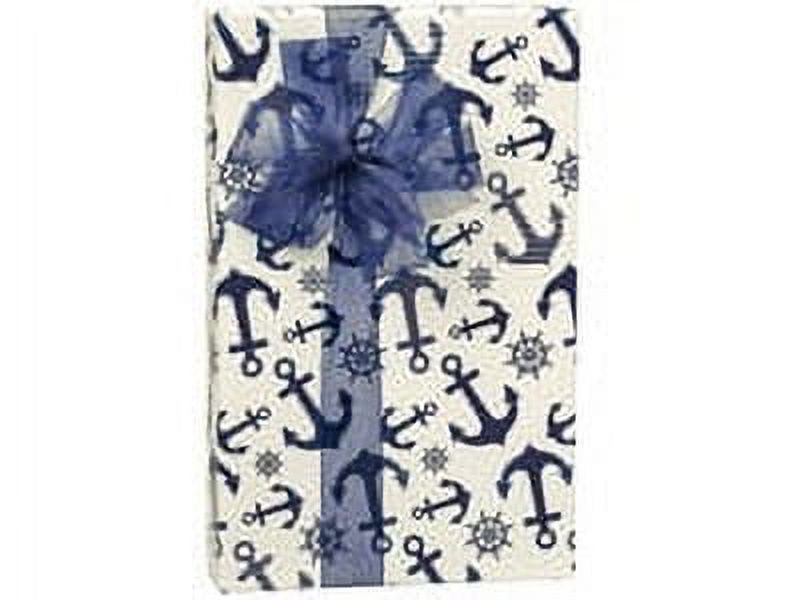 Navy Blue Nautical Anchor Birthday / Special Occasion Gift Wrap Wrapping Paper-16ft - image 1 of 1