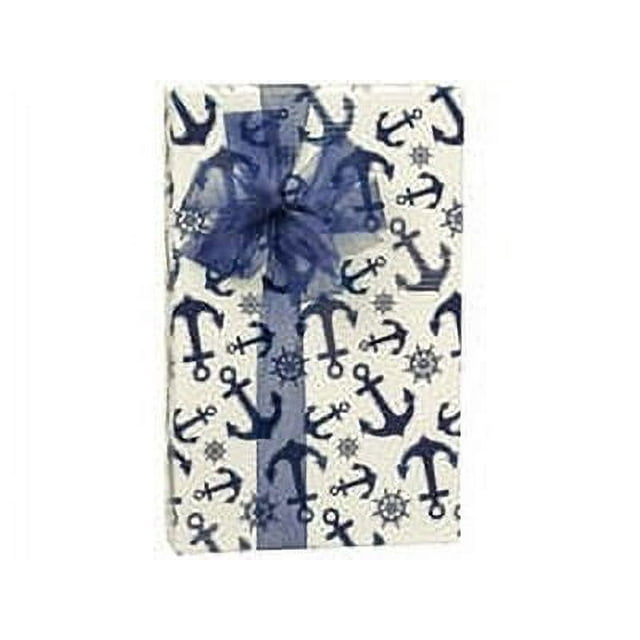 Navy Blue Nautical Anchor Birthday / Special Occasion Gift Wrap Wrapping Paper-16ft