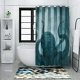 thumbnail image 1 of Navy Blue Nautical Octopus Shower Curtains for Bathroom Cool Ocean Kraken Deep Sea Anime Theme Funny Octopus Bathroom Decor Polyester Fabric-72" x 84", 1 of 1