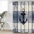 thumbnail image 1 of Navy Blue Nautical Waterproof Fabric Shower Curtain, Coastal Blue Striped Vintage Shower Curtain for Bathroom Curtains Bathtubs Hotel Washable Shower Curtains with 12 Hooks Extra Long 72x96, 1 of 6
