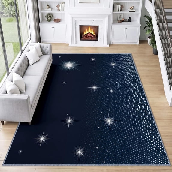Blue Area Rug With Patterns Navy Blue Night Sky Galaxy Dots Pattern Washable Area Rug,Scattered ...