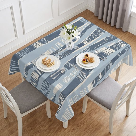 Navy Blue Ocean Waves Coastal Horizon Table Cloth 60x84in, Waterproof Rectangle Tablecloth Wipeable Tablecloths Abstract Art Table Covers for Dining Tables Party Indoor Outdoor