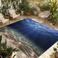 thumbnail image 1 of Navy Blue Ocean Waves Outdoor Rug for Patio/Deck/Porch, Non-Slip Large Area Rug 6 x 9 Ft, Summer Beach Coastal Abstract Indoor Outdoor Rugs Washable Area Rugs, Reversible Camping Rug Carpet Runner, 1 of 8