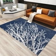 thumbnail image 1 of Navy Blue Ocean White Coral Area Rug, Retro Coastal Nautical Creature Theme Decorative Rugs, With Anti-Slip Backing Washable Carpet For Living Room Bedroom Dining Room Office 4 x 6ft, 1 of 6