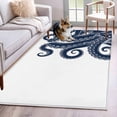 thumbnail image 1 of Navy Blue Octopus Area Rugs 3'x5', Washable Small Throw Rugs for Living Room Bedroom, Coastal Ocean Animals Nautical Indoor Outdoor Rug Non-Slip Low Pile Carpet Runner Reversible Floor Mats, 1 of 8