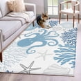 thumbnail image 1 of Navy Blue Octopus Coastal Area Rug 4x6 FT, Non Slip Kids Room Carpet, Nautical Coral Starfish Washable Soft Floor Carpet Non-Shedding Throw Rug for Dorm Kitchen Study Room Home Office Bedside, 1 of 9
