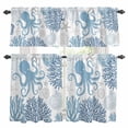 thumbnail image 1 of Navy Blue Octopus Coastal Kitchen Curtains Sets for Windows 24 Inch Length, Nautical Coral Starfish Rod Pocket Window Treatments Tier Curtains and Valances Set for Bedroom/Bathroom, 1 of 8
