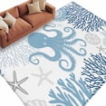 thumbnail image 1 of Navy Blue Octopus Coastal Large Area Rugs for Bedroom Living Room, Soft Non Slip Carpet Bedside Rug, Nautical Coral Starfish Rectangular Floor Cover Kitchen Accent Rug 6'x9' for Dining Room/Office, 1 of 9