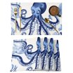 Navy Blue Coral Coastal Placemats Set of 12, Cotton Linen Fabric Place ...