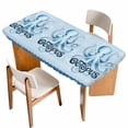 thumbnail image 1 of Navy Blue Octopus Table Cloths for 4 Foot Rectangle Tables, Coastal Bubbles Ocean Waves Patio Waterproof Elastic Fitted Tablecloths, Washable Rectangular Table Cover for Camping, 1 of 8