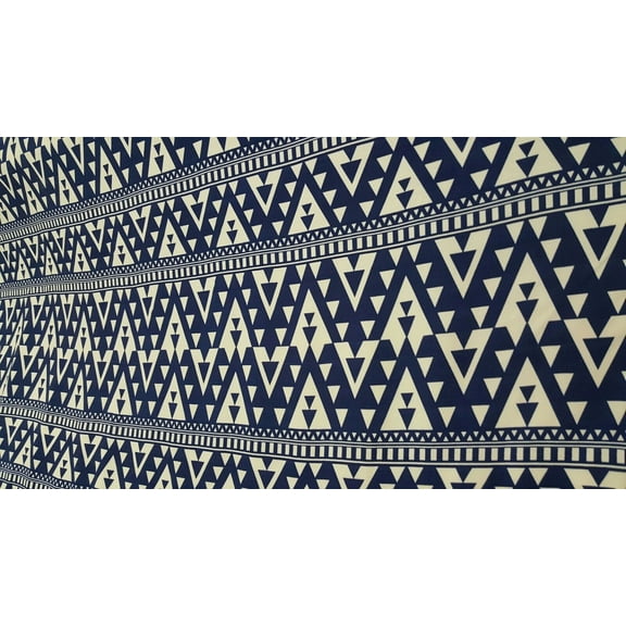 Navy Blue Off White Rayon Challis Fabric By The Yard Soft Organic Clothing