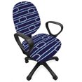 thumbnail image 1 of Navy Blue Office Chair Slipcover, Marine Inspired Rope Pattern Knots Aquatic Composition Abstract Ornamental, Protective Stretch Decorative Fabric Cover, Standard Size, Dark Blue White, by Ambesonne, 1 of 5