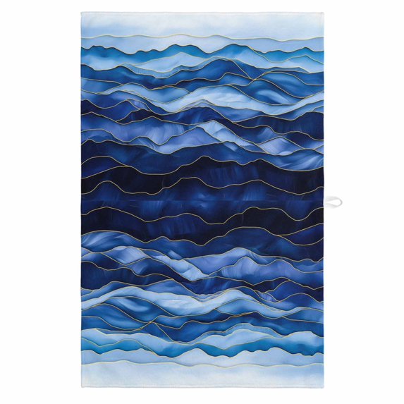 Navy Blue Ombre 1 Pack Kitchen Towel, Water Absorbent Dish Towel, Modern Moire Abstract Art Luxury Decorative Hand Towels - Quick Drying Cloth for Cooking Baking, 18x28 Inch