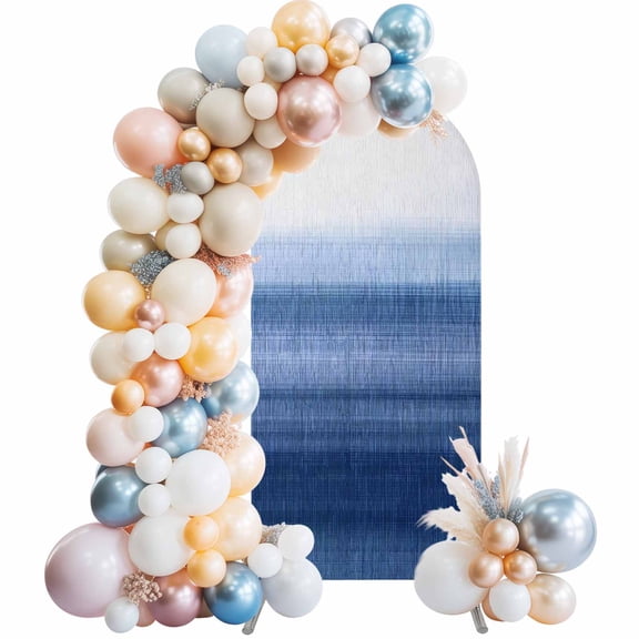 Navy Blue Ombre Arch Backdrop Cover 5Ft, Wedding Arch Covers Stretchy Backdrop, Farmhouse Modern Gradient Fitted 2 Sided Arched Photo Background for Birthday Party Decorations