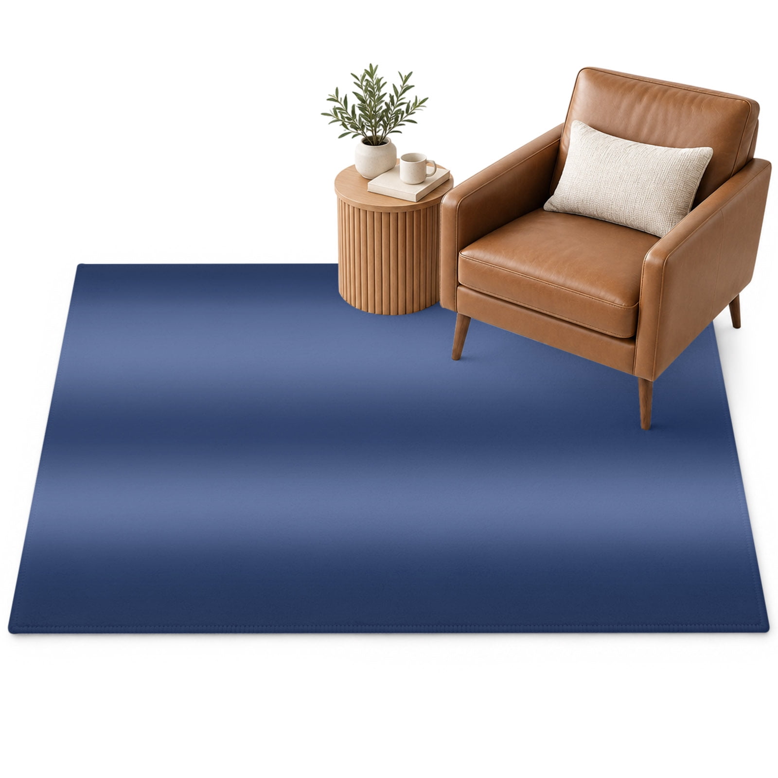 Navy Blue Ombre Area Rug 3'x5', Modern Gradient Solid Color Abstract ...