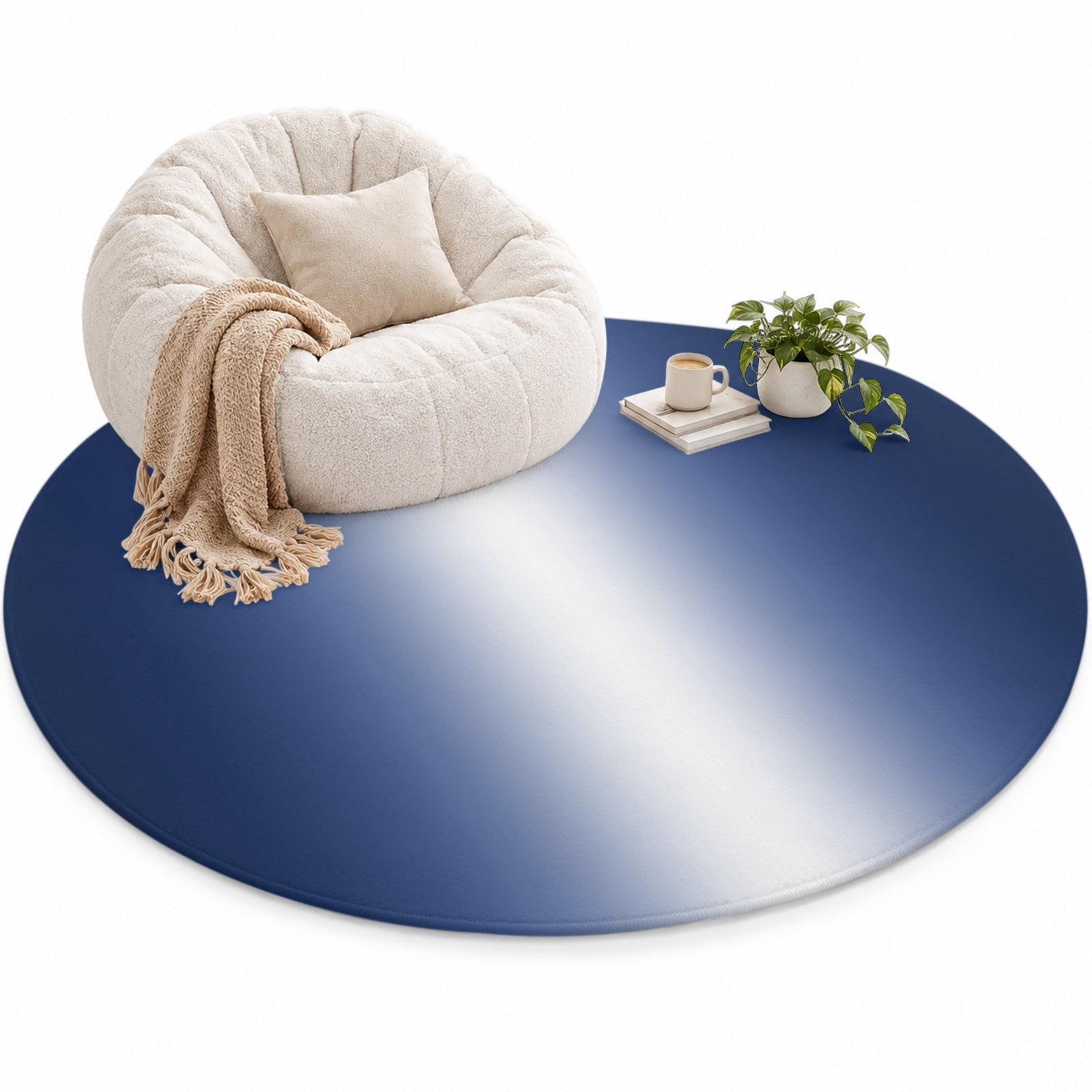 Navy Blue Ombre Area Rug 5', Modern Abstract Gradient Minimalist Soft ...