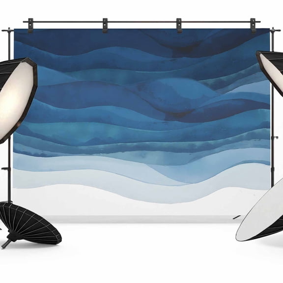Navy Blue Ombre Backdrop for Photography,Fabric Photo Background Backdrop,Modern Moire Gradient Watercolor Photo Booth Background for Portrait Photoshoot Video Wedding Studio Decoration Banner 7x5ft