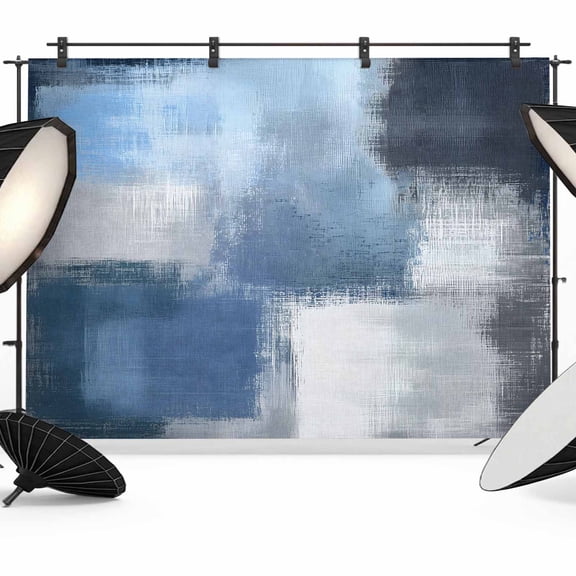 Navy Blue Ombre Backdrop for Photography, Fabric Photo Background Backdrop, Modern Oil Painting Geometric Photo Booth Background for Portrait Photoshoot Video Wedding Studio Decoration Banner 7x5ft
