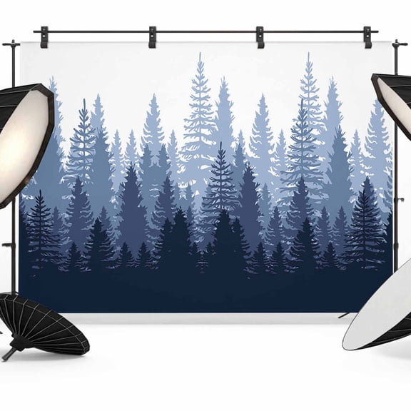Navy Blue Ombre Backdrop for Photography,Fabric Photo Background Backdrop,Primeval Forest Modern Abstract Art Aesthetics Photo Booth Background for Portrait Photoshoot Video Wedding Banner 10x8ft