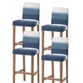 thumbnail image 1 of Navy Blue Ombre Bar Stool Covers Set of 4, Modern Abstract Art Texture Stretch Washable Bar Chair Covers with Backs, Removable Pub Counter Height Chair Cover for Kitchen Dining Room Cafe, 1 of 7