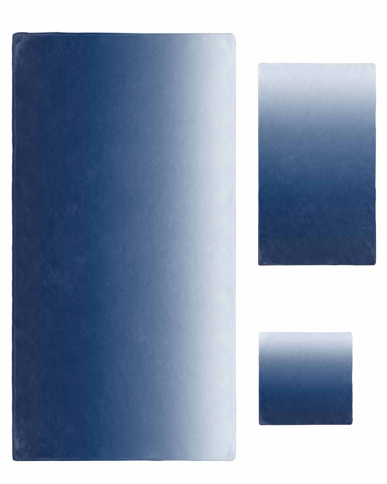 Navy Blue Ombre Bath Towels for Bathroom Set,Luxury Microfiber Towels Gifts for Women,Beach Kitchen Hand Hair Face Towel and Dish Washcloth,Modern Abstract Art Gradient Aesthetics Towels+Set