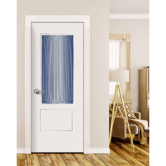 Navy Blue Ombre Blackout Curtains, French Door Curtains for Door Window, Modern Gradient Abstract Art Privacy Drapery for Patio/Sidelight Doors, 1 Panel with Tieback, 25 x 40 Inches