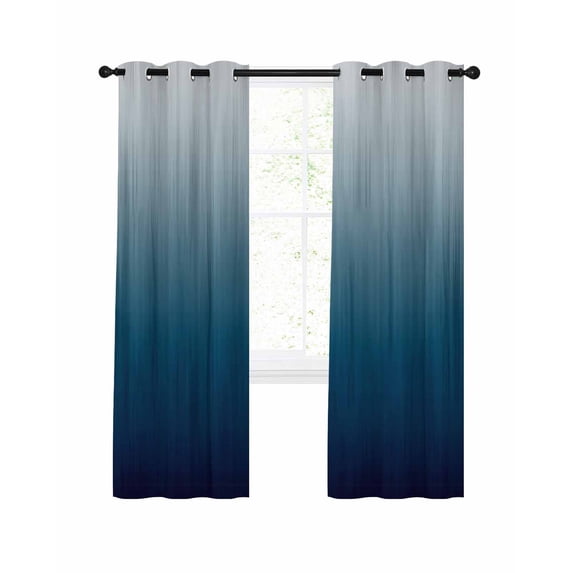 Navy Blue Ombre Blackout Curtains, Light Blocking Print Window Curtains, Contemporary Gradient Abstract Art Thermal Insulated Window Drapes for Living Room Kitchen Cafe 2 Panels, 84"W x 63"L
