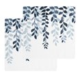 thumbnail image 1 of Navy Blue Ombre Botanical Kitchen Dish Towels for Drying Dishes Set of 2, Watercolor Pastoral Leaf Waffle Weave Microfiber Hand Tea Bathroom Towels Quick Dry & Absorbent Towel 12x12, 1 of 7