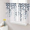 thumbnail image 1 of Navy Blue Ombre Botanical Semi Sheer Window Curtains 54 Inches Long, Watercolor Pastoral Leaf Rustic Rod Pocket Voile Silky Chiffon Curtain Light Filtering Drapes for Living Room, 52"x54", 2 Panels, 1 of 9