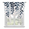thumbnail image 1 of Navy Blue Ombre Botanical Tie Up Curtains for Kitchen Windows,Adjustable Rod Pocket Valance 45 Inch Short, Watercolor Pastoral Leaf Rustic Window Treatment Balloon Roman Blind Shade, 42" x 45", 1 of 9
