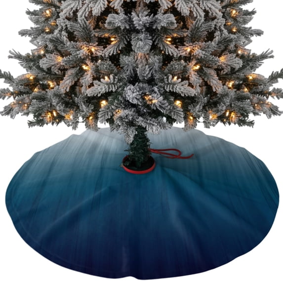 Navy Blue Ombre Christmas Tree Skirt 48 Inches, Contemporary Gradient Abstract Art Xmas Trees Skirt Mat Cover Decorations for Holiday Party Indoor Outdoor