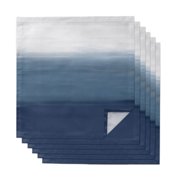 Navy Blue Ombre Cloth Napkins, Modern Abstract Art Texture Washable and Reusable Dinner Napkins Set of 6, Table Napkin for Kitchen Party Birthday Wedding Hotel Housewarming 20"x20"