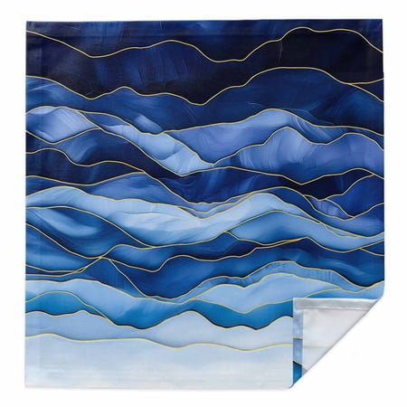 Navy Blue Ombre Cloth Napkins Washable Set of 1, Modern Moire Abstract Art Luxury Reusable Dinner Table Napkins Cloth Bulk for Weddings Kitchen Restaurants Hotel Events Parties 20 x 20 Inch