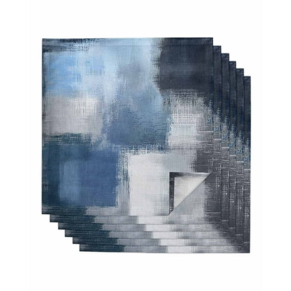 Navy Blue Ombre Cloth Napkins Washable Set of 6, Modern Oil Painting Geometric Reusable Dinner Table Napkins Cloth Bulk for Weddings Kitchen Restaurants Hotel Events Parties 20 x 20 Inch