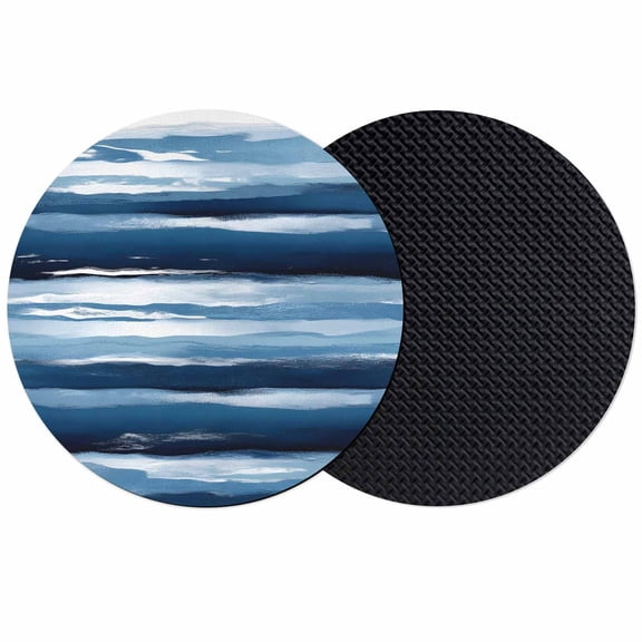 Navy Blue Ombre Coasters Set of 2, Soft Absorbent Coasters for Drinks, Modern Oil Painting Waves Abstract Non-Slip Cup Coaster Mat with Rubber Bottom for Home Kitchen Desk Coffee Bar Table Decor 4"