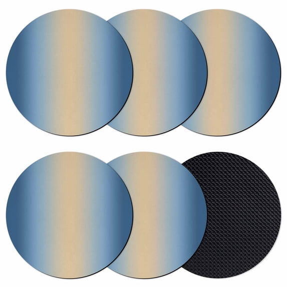 Navy Blue Ombre Coasters Set of 6, Absorbent Coasters for Drinks, Modern Yellow Gradient Farmhouse Art Coaster for Desk Coffee Table Protection, Home Decor House Warming Gifts 4"