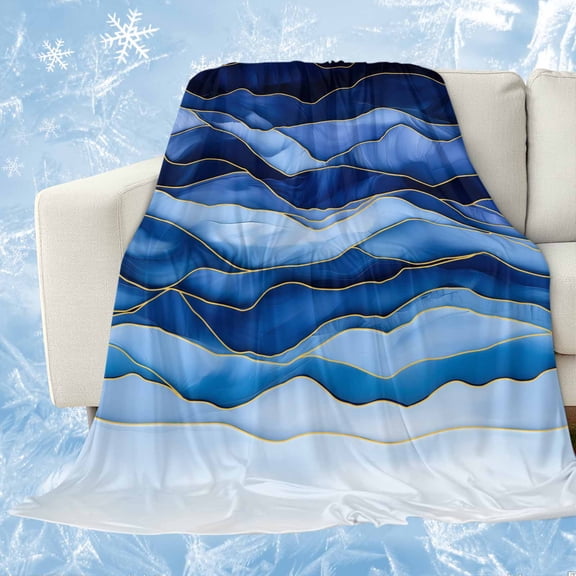 Navy Blue Ombre Cooling Blanket for Hot Sleepers, Soft Breathable Cool Summer Blanket for Night Sweats, Modern Moire Abstract Art Luxury Lightweight Ice Silk Sofa Throw Blankets All Season 30"x40"