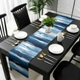 thumbnail image 1 of Navy Blue Ombre Cotton Linen Small Table Runner 13 x 48 inch Modern Oil Painting Waves Abstract Non-slip Rectangular Dining Table Decor for Wedding Party Holiday Dinner, 1 of 8