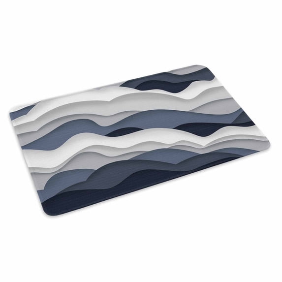 Navy Blue Ombre Doormat Outdoor Entrance 24"x36", Modern Geometric Moire Abstract Art Absorb Moisture Dirt Door Mats, Non-Slip Rubber Backing Floor Mats Indoor, Low-Profile Front Door Rugs