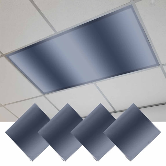 Navy Blue Ombre Fluorescent Light Covers, Modern Abstract Art Farmhouse Gradient Magnetic Light Covers for Ceiling Lights, Fluorescent Ceiling Shade Filters for Classroom Bedroom Office 4x2Ft x 4PCS