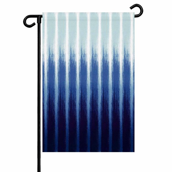 Navy Blue Ombre Garden Flag 12x18 Inch Modern Abstract Navy Indigo Linear Drips Coastal Double Sided Small Decorative Garden Flags for Outside, Outdoor Yard Porch Lawn Decoration
