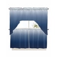 thumbnail image 1 of Navy Blue Ombre Kitchen Curtain and Valance Set 3 Pieces,Rod Pocket Short Tier Curtains 24 Inch Length,Modern Abstract Art Gradient Aesthetics Swag Topper Small Window Treatment for Cafe Bathroom, 1 of 6