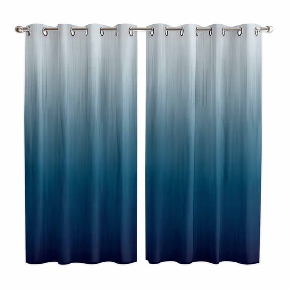 Navy Blue Ombre Kitchen Curtains Window Panels, Contemporary Gradient Abstract Art Insulated Window Treatment Curtain, Grommet Curtains for Bedroom/Living Room/Bathroom, 2 Piece 42"Wx63"L