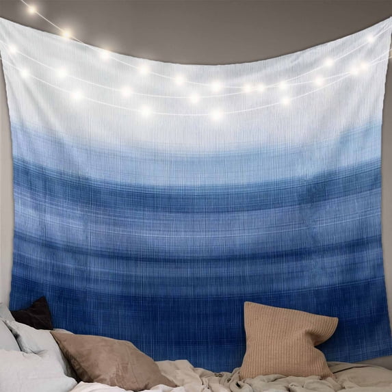 Navy Blue Ombre Large Tapestry for Bedroom Wall Hanging Tapestry, Farmhouse Modern Gradient Ceiling Backdrop Tapestries Poster Blanket Wall Decor for Teens Room Living Room Dorm 85" x 90"