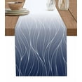 thumbnail image 1 of Navy Blue Ombre Lines Burlap-Cotton Table Runner 72 Inches Long,Simple Blue White Gradient Stripes Farmhouse Table Runners,Outdoor Dining Tablecloths Decor for Baby Shower Party Wedding 14x72, 1 of 9