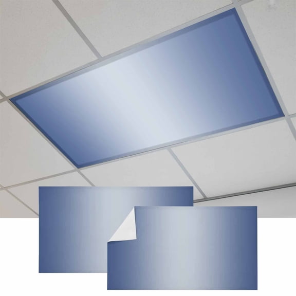 Navy Blue Ombre Magnetic Fluorescent Light Covers for Ceiling Lights 2 x 4 Feet, Modern Gradient Abstract Art Office Classroom Kitchen Drop Ceiling Light Covers Lighting Filters Shade Panel 2 Packs