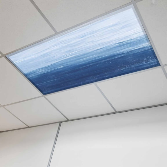 Navy Blue Ombre Magnetic Fluorescent Light Covers for Ceiling Lights 2x4Ft, Modern Abstract Art Ocean Oil Painting Office Classroom Kitchen Drop Ceiling Light Covers Filters Shade Panel 1 Pack
